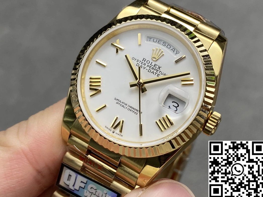 v5 Day 36mm Factory Dial Date White QF Yellow Rolex M128238-0113 Tungsten Steel Gold 1214